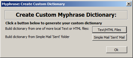 Myphrase Build Dictionary Dialog