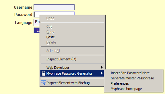 Myphrase Context Menu