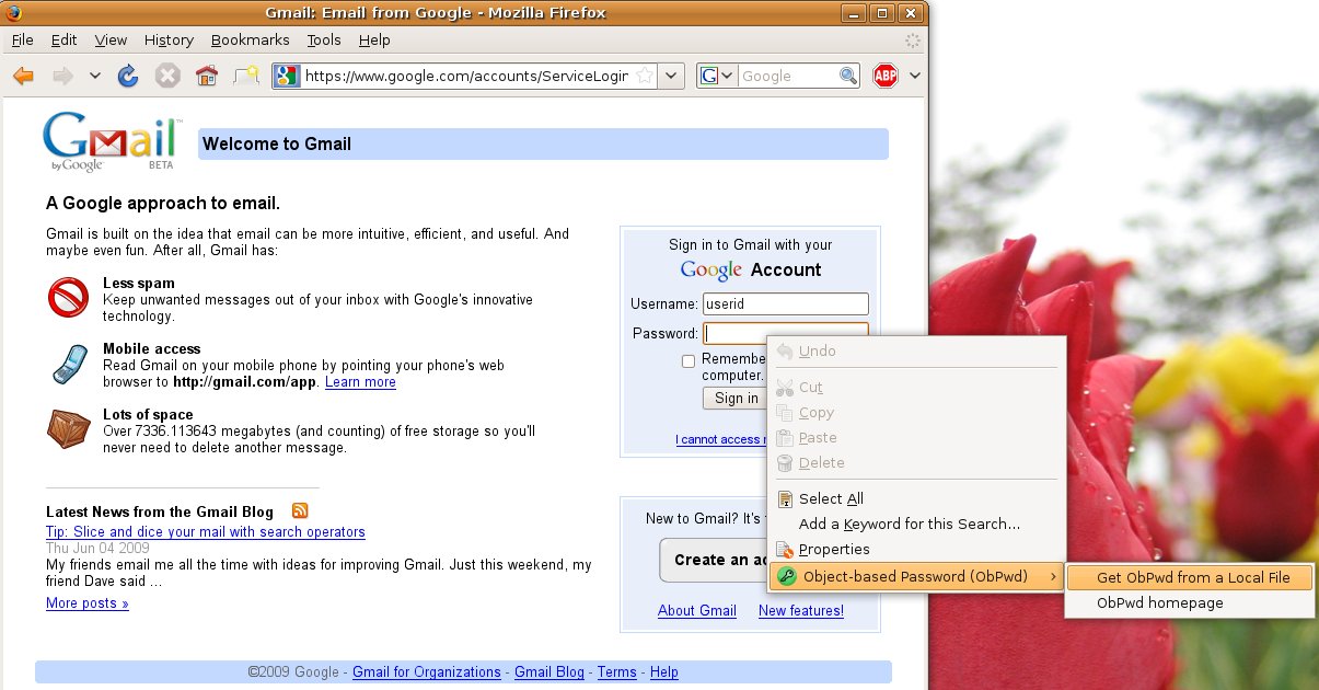 ObPwd file menu