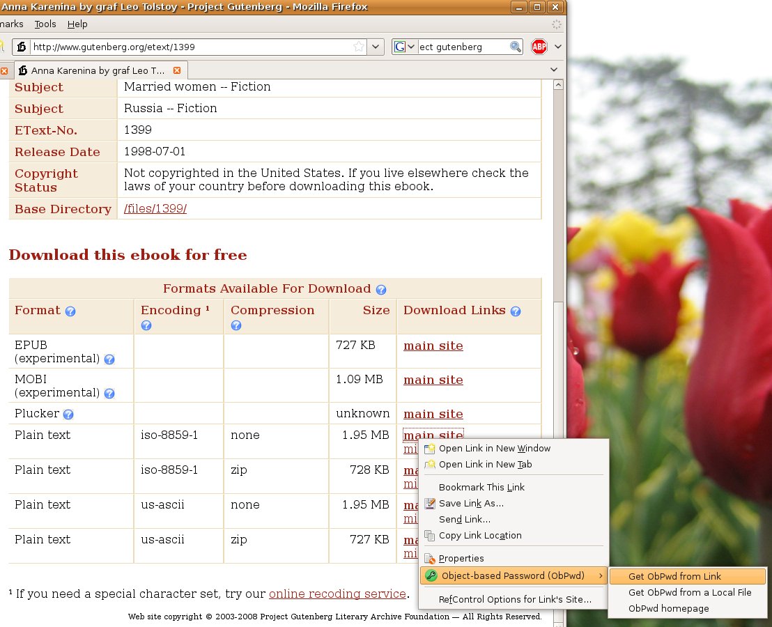 ObPwd URL menu