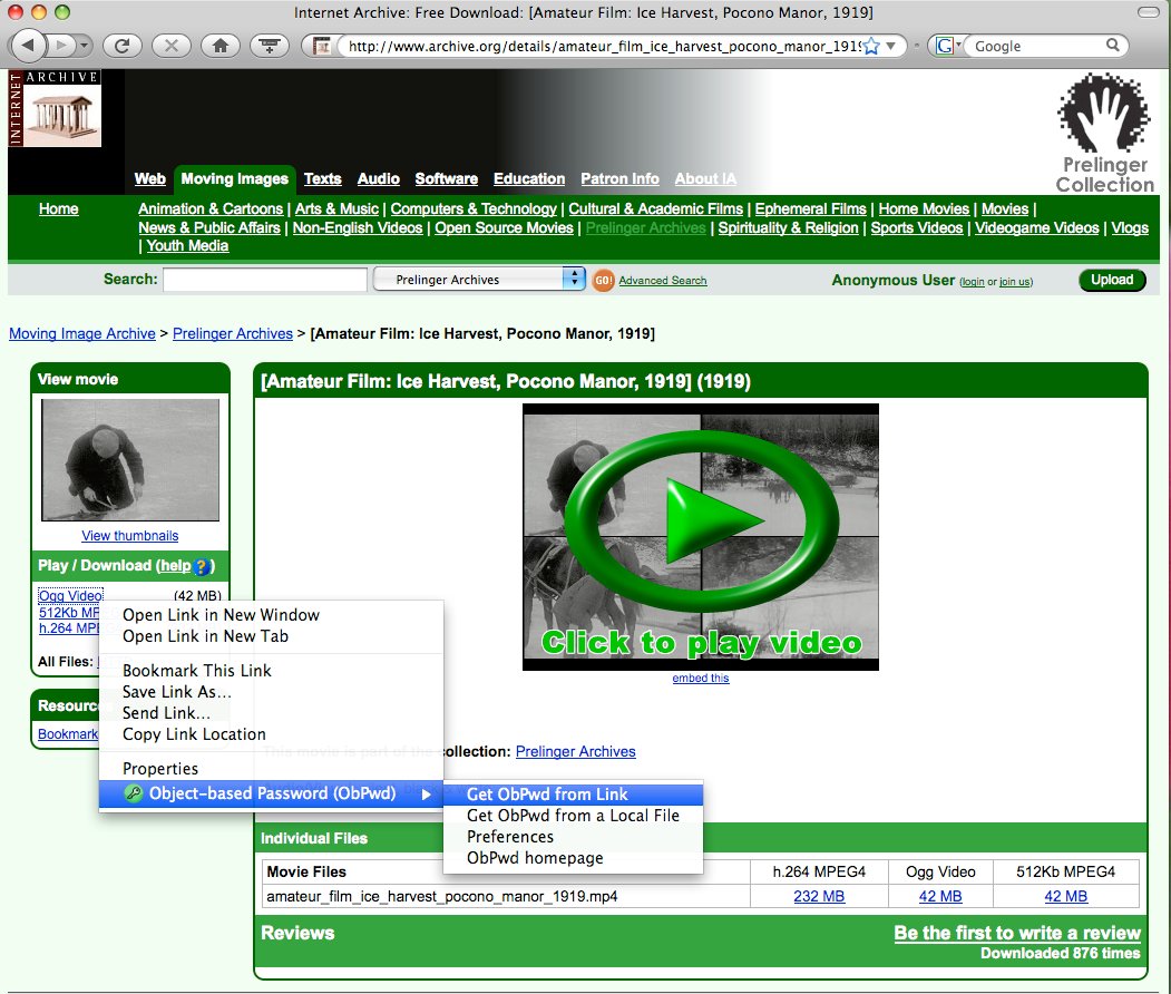 ObPwd URL menu